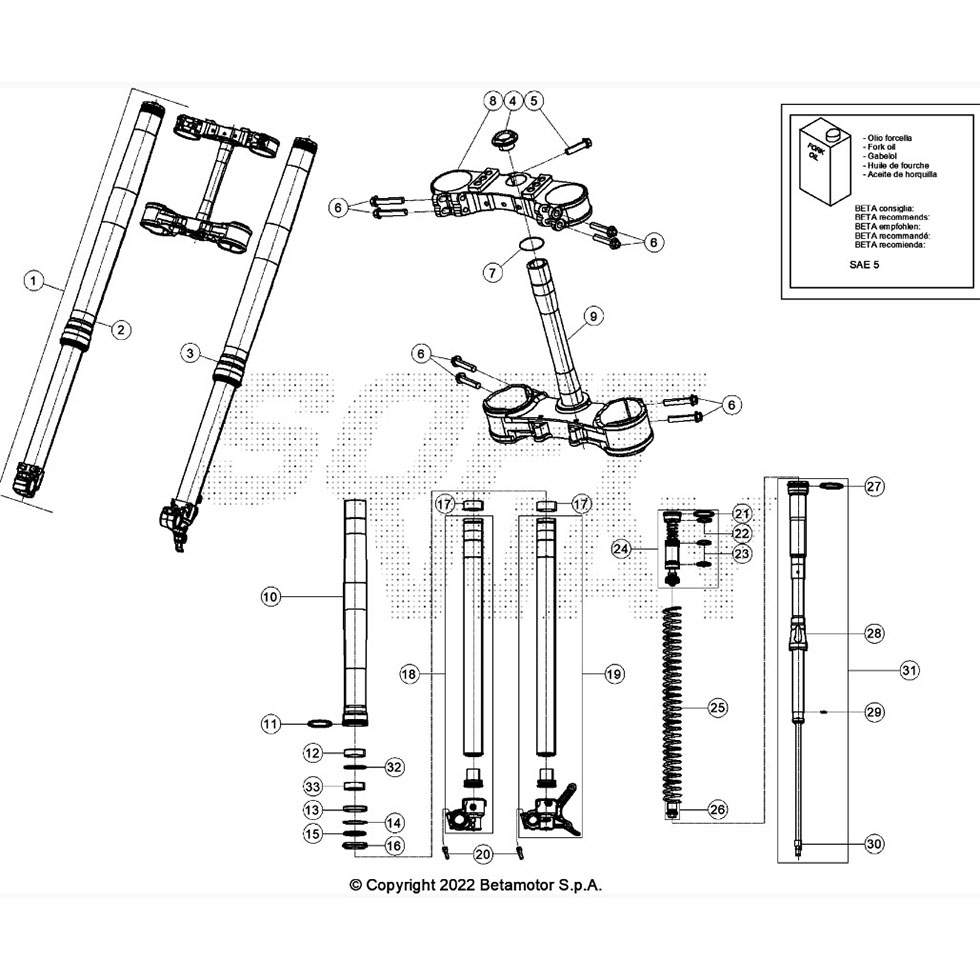 Beta RR300RC 23 Gabel Ersatzteile